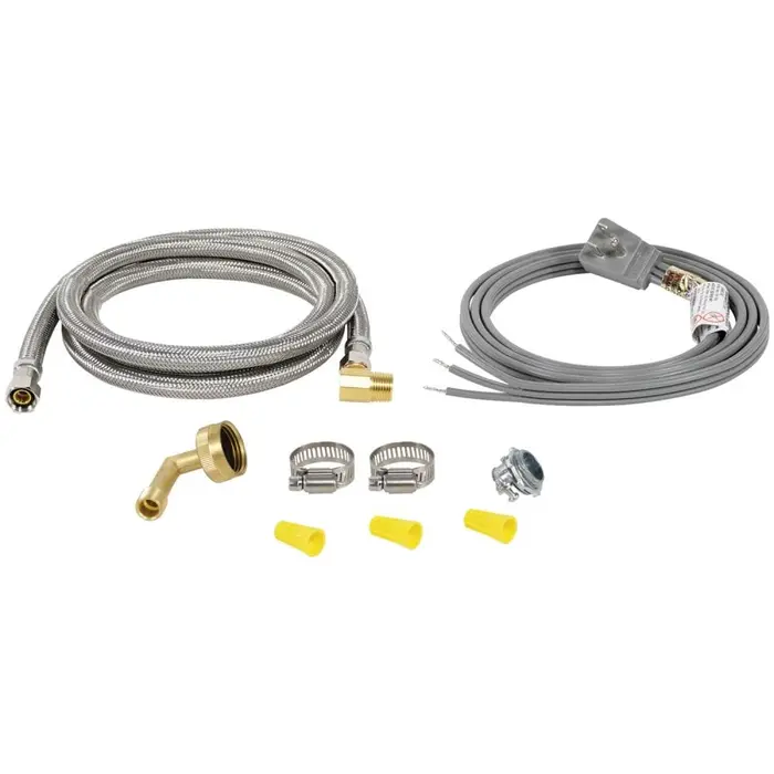 dishwasher installation kit with hose, cord and fittings