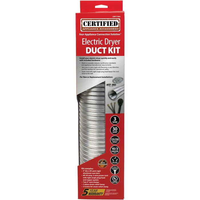 dryer vent kit with 3-prong cord