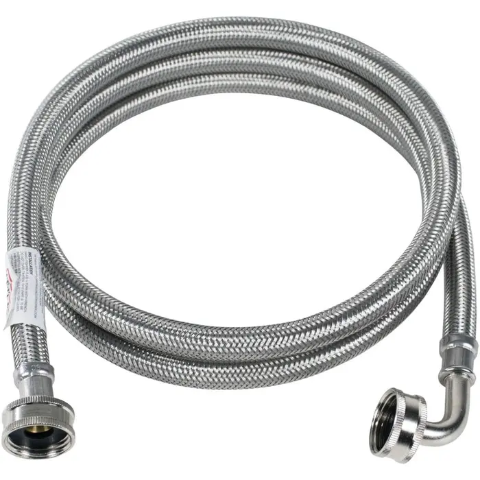 braided stainless washer hose with elbow